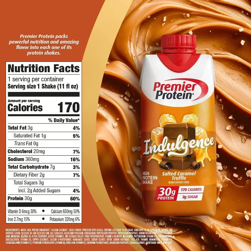 Premier Protein Indulgence 30g Protein Shake Salted Caramel Non-Caffeinated - 11oz/4pk